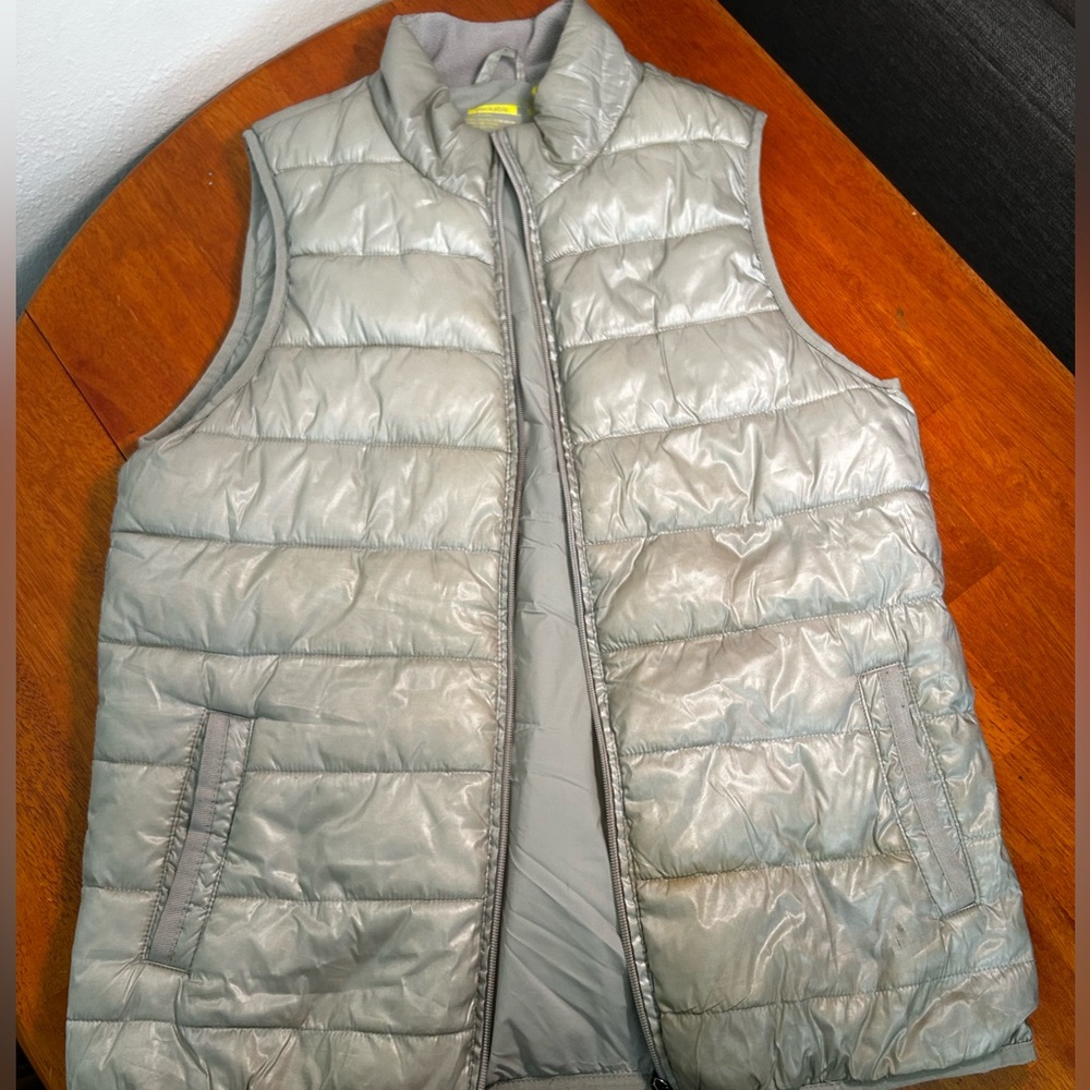 Silver puffer vest